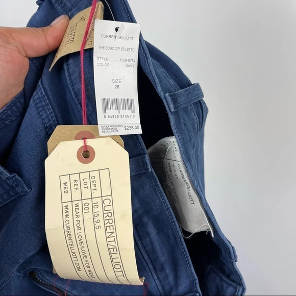 NEW Current/Elliott The Soho Zip Stiletto Cropped Skinny Jeans Low Rise Size 26 - Picture 7 of 10